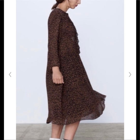 NWOT | ZARA LEOPARD PRINT MIDI DRESS | SIZE: XL - Picture 4 of 6